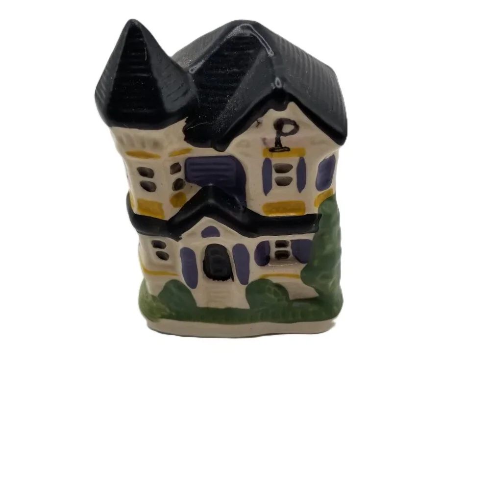 Ceramic Cottage House Salt Pepper Shakers Set Hand Painted Farmhouse Vintage